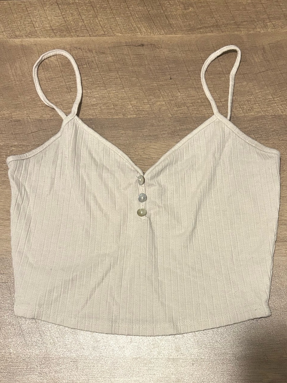 Heart Hips Cream Ribbed Button-Front Cami